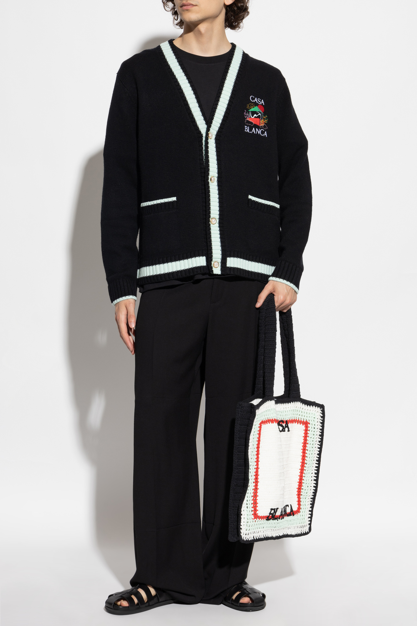 Black Cardigan with logo Casablanca - Vitkac GB